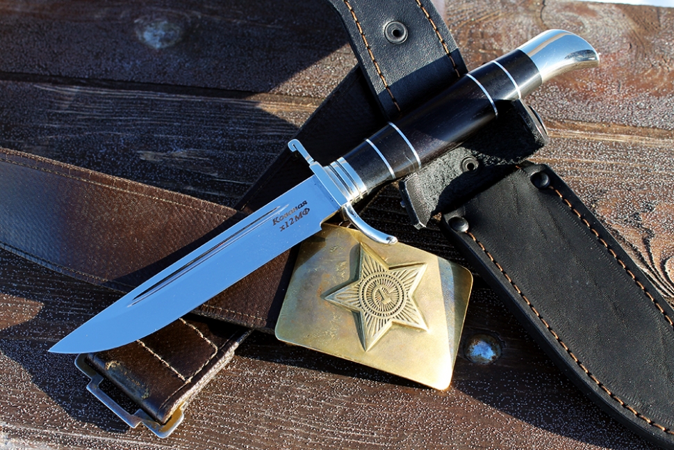 Финка НКВД (сталь х12МФ, рукоять наборная чёрный граб - литьё)