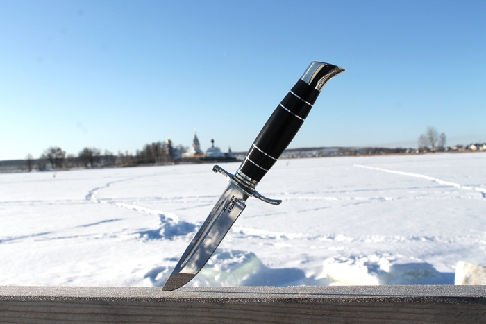 Финка НКВД (сталь х12МФ, рукоять наборная чёрный граб - литьё)