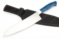 Нож Шеф-повар №11 (Elmax, цельнометаллический; рукоять - синяя G10 под камень)
