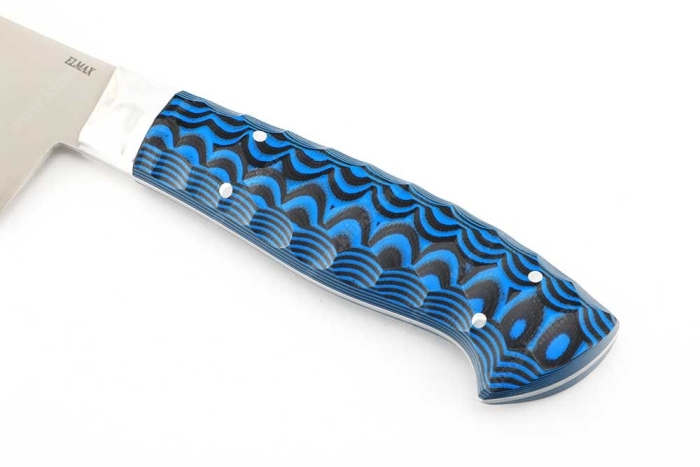 Нож Шеф-повар №11 (Elmax, цельнометаллический; рукоять - синяя G10 под камень)