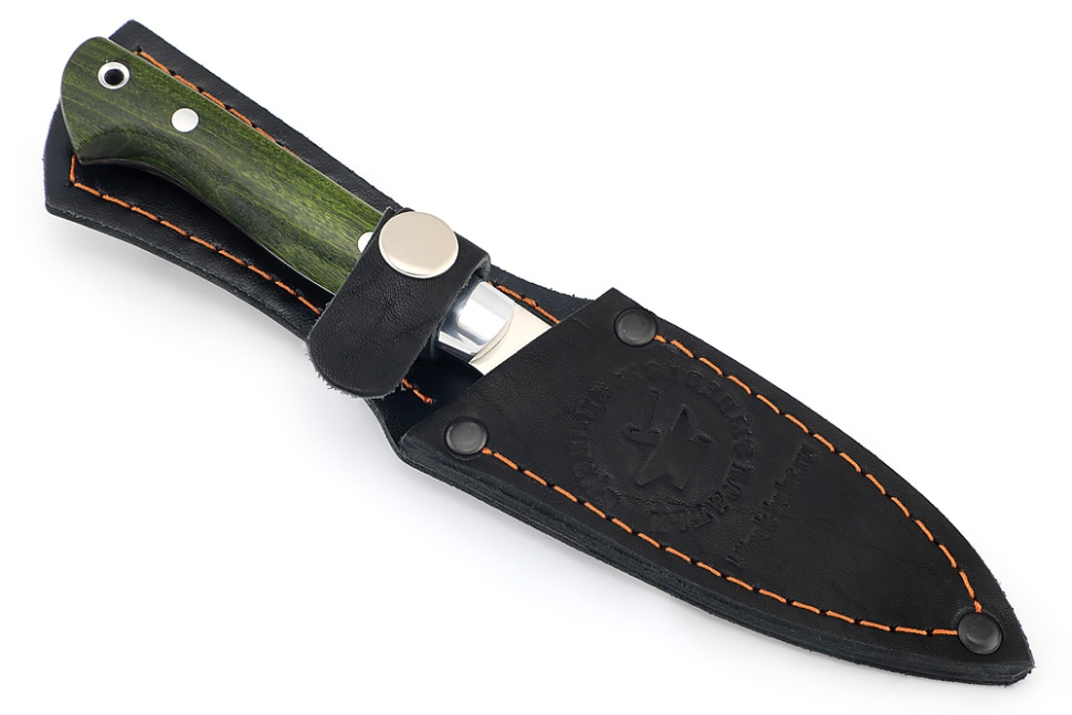 Нож Шеф малый - овощной (95х18, цельнометаллический; рукоять карельская береза зеленая)