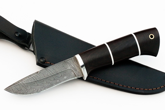 Нож Финт (дамаск, чёрный граб)
