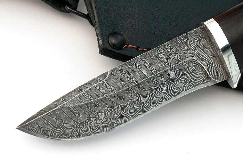 Нож Финт (дамаск, чёрный граб)