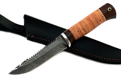 Нож Судак малый (дамаск, береста)