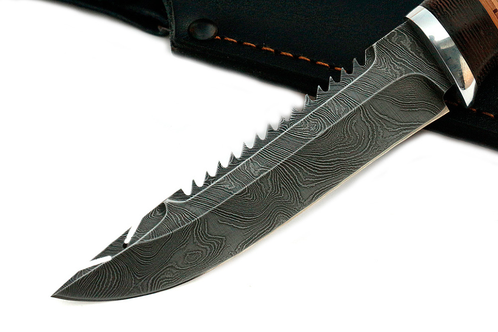 Нож Судак малый (дамаск, береста)