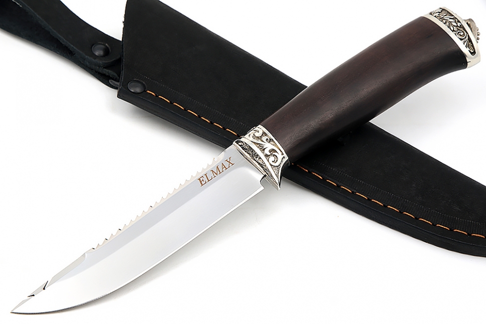 Нож Судак малый (Elmax, чёрный граб - мельхиор)