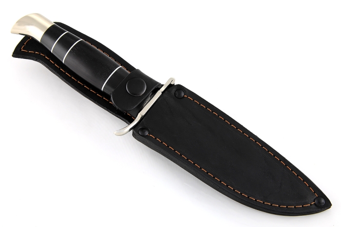 Финка НКВД (дамаск, рукоять наборная чёрный граб - литьё)