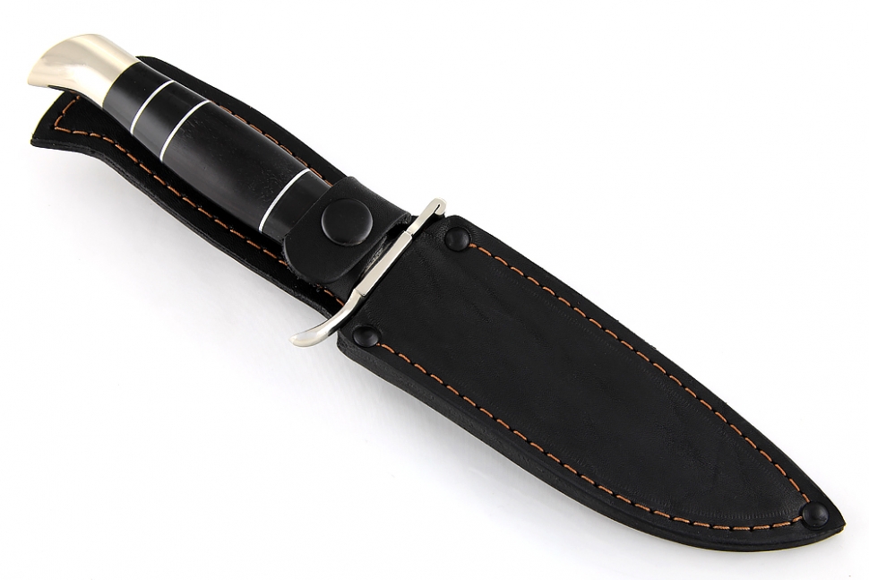 Финка НКВД (дамаск, рукоять наборная чёрный граб - литьё)