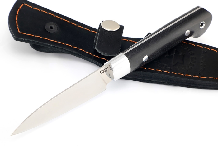 Нож Шеф малый - овощной (Х12МФ, цельнометаллический; рукоять черный граб)