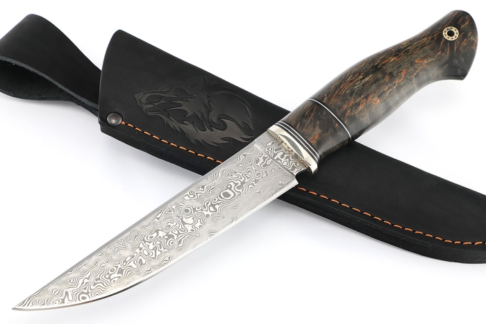 Нож Разделочный (нержавеющий дамаск, кап клена)