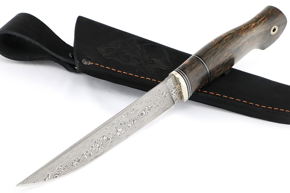  Нож Разделочный (нержавеющий дамаск, кап клена)