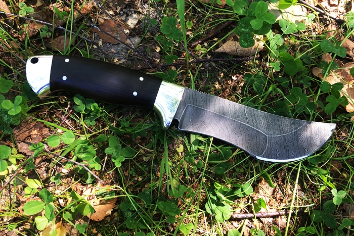 Нож Легионер (дамаск, чёрный граб-дюраль) цельнометаллический