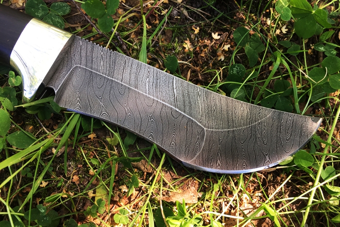 Нож Легионер (дамаск, чёрный граб-дюраль) цельнометаллический