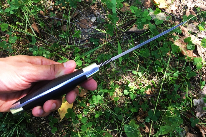 Нож Легионер (дамаск, чёрный граб-дюраль) цельнометаллический