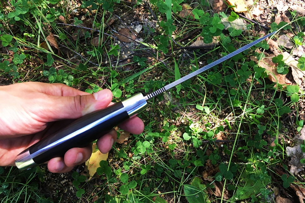 Нож Легионер (дамаск, чёрный граб-дюраль) цельнометаллический