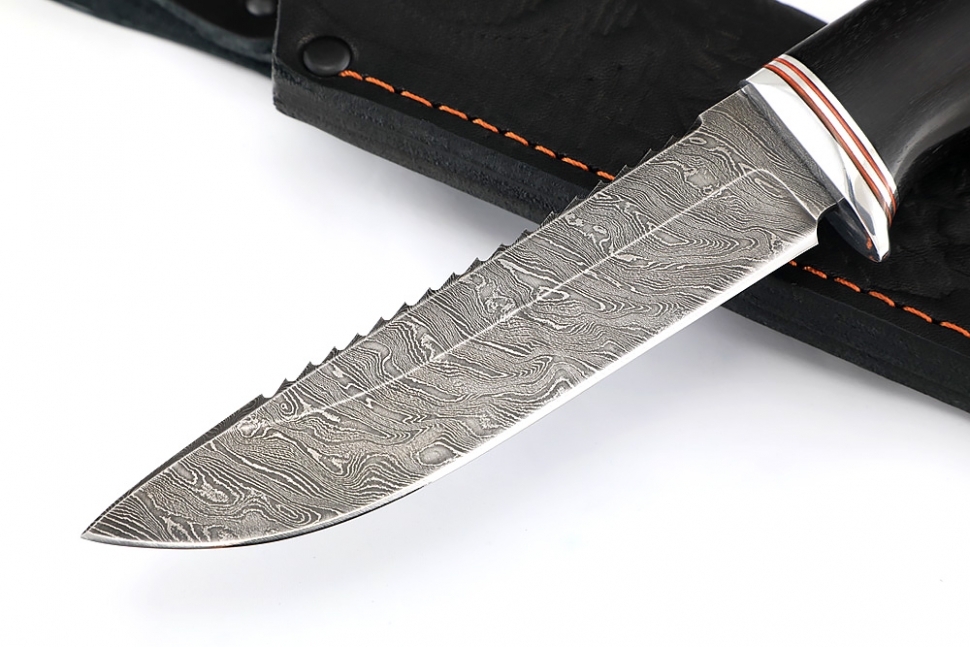 Нож Судак малый (дамаск, чёрный граб) без экстракторов