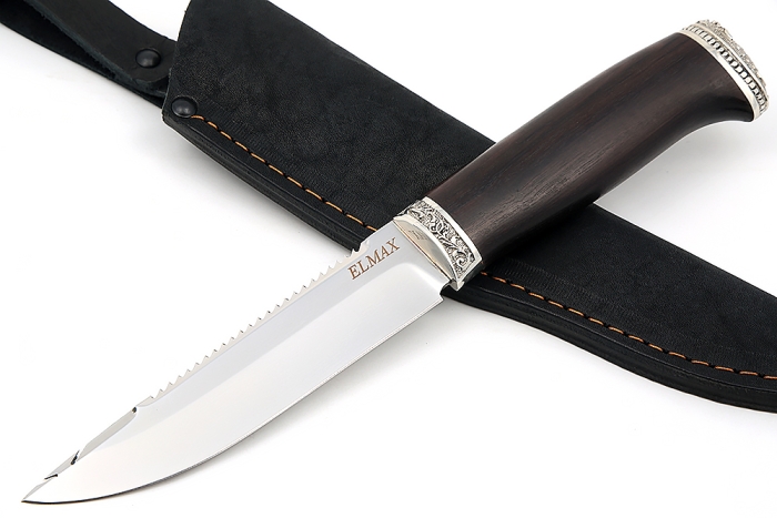 Нож Судак большой (Elmax, чёрный граб - мельхиор)