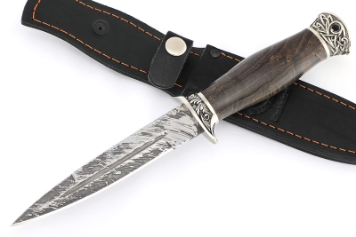 Нож Перо (D2, мельхиор, ясень стабилизированный)