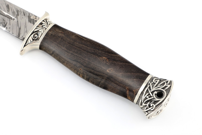 Нож Перо (D2, мельхиор, ясень стабилизированный)