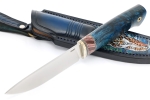 Нож Рысь (сталь ELMAX, карельская берёза синяя, вставка зуб мамонта) формованные ножны - Нож Рысь (сталь ELMAX, карельская берёза синяя, вставка зуб мамонта) формованные ножны
