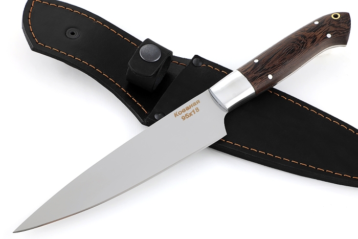 Нож Шеф-повар №8 (95х18, цельнометаллический; рукоять дюраль - венге) спуски от обуха