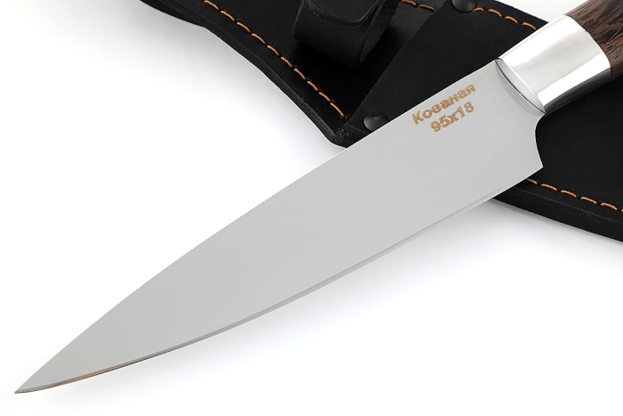 Нож Шеф-повар №8 (95х18, цельнометаллический; рукоять дюраль - венге) спуски от обуха