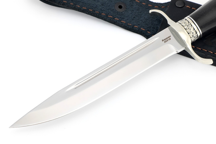 Нож Классика (кованая 95Х18, чёрный граб - мельхиор)