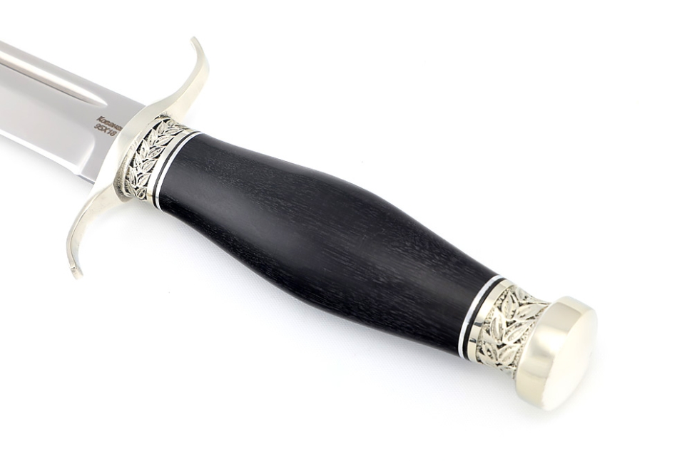 Нож Классика (кованая 95Х18, чёрный граб - мельхиор)