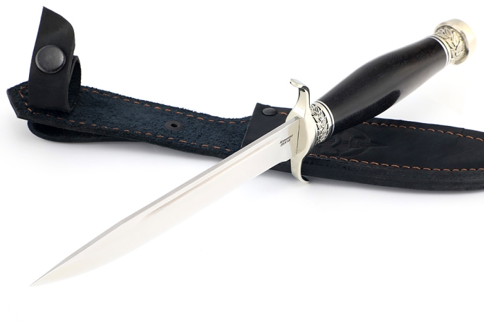 Нож Классика (кованая 95Х18, чёрный граб - мельхиор)