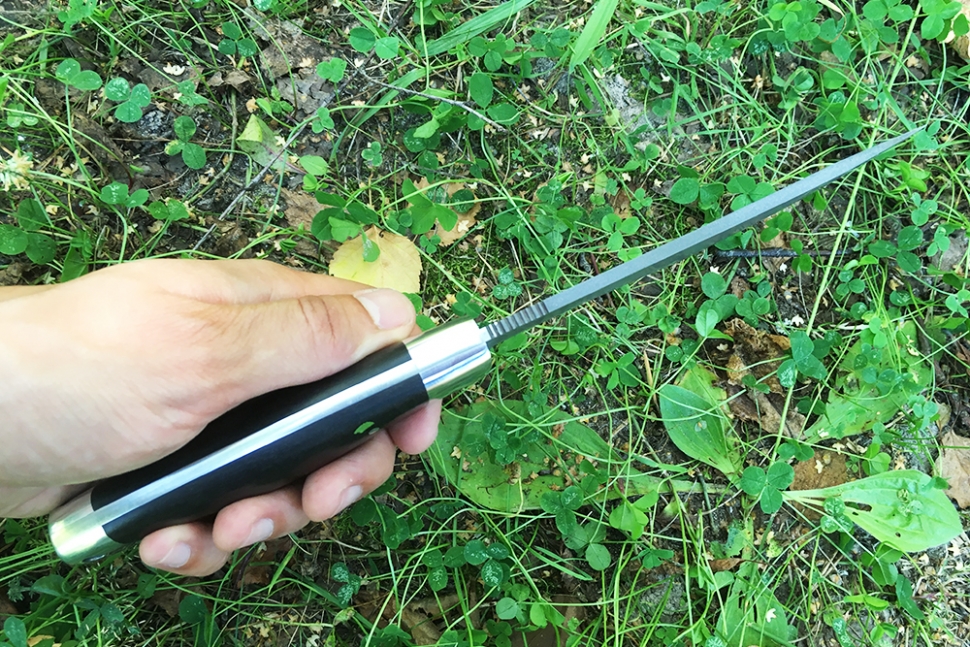 Нож Легионер (булат, чёрный граб - дюраль) цельнометаллический