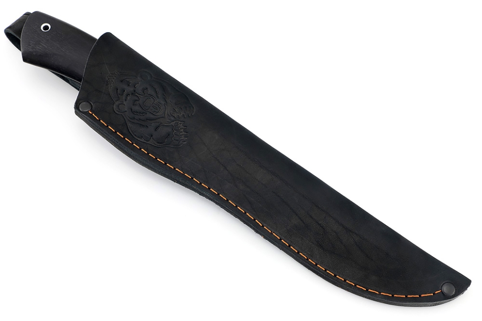 Нож Филейный средний (дамаск, вставка акрил белый, чёрный граб)