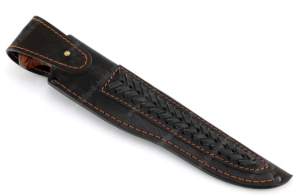 Нож Викинг (дамаск - долы, вставка кость, айронвуд) скримшоу на кости