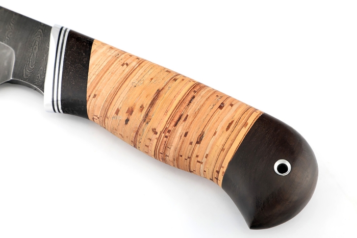 Нож Потрошитель (дамаск, береста) ножны из кайдекса