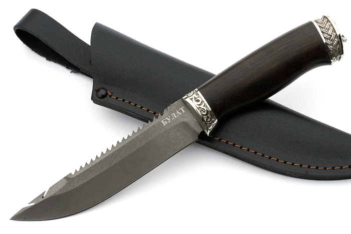 Нож Судак большой (булат, чёрный граб - мельхиор)