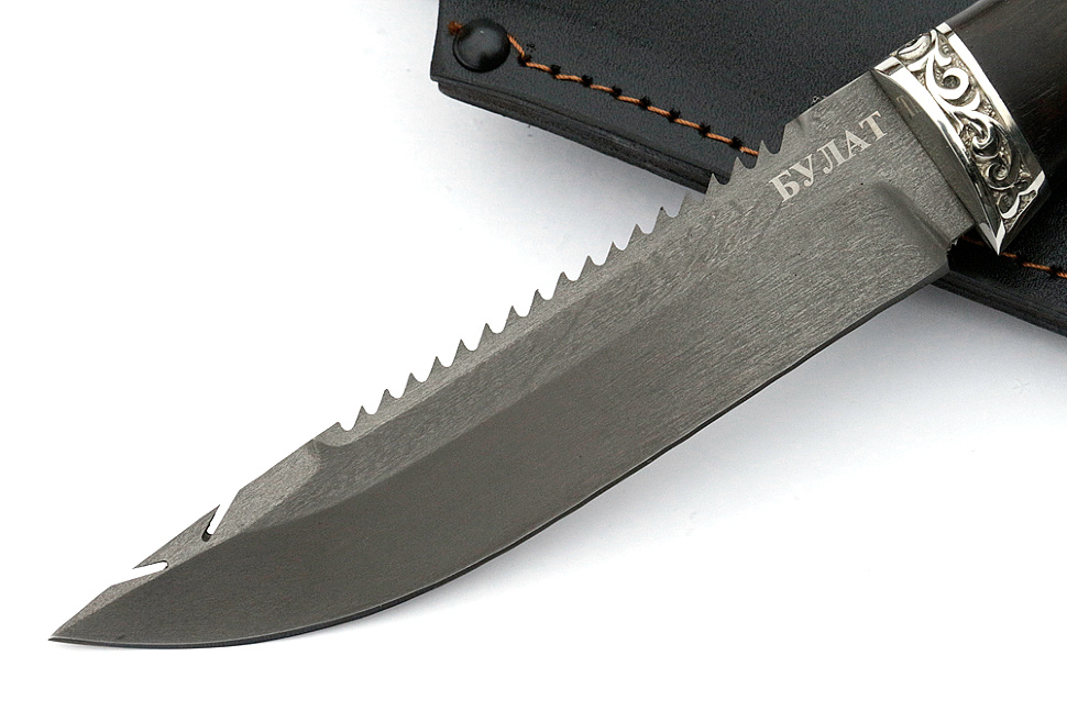 Нож Судак большой (булат, чёрный граб - мельхиор)