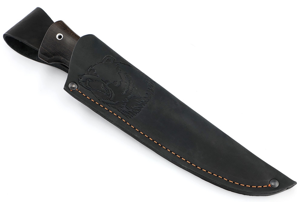 Нож Рысь (D2, акрил зеленый, карельская берёза)