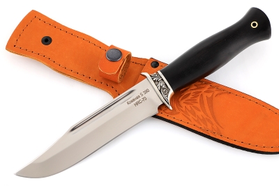 Нож Атака (S390, чёрный граб, гарда мельхиор)