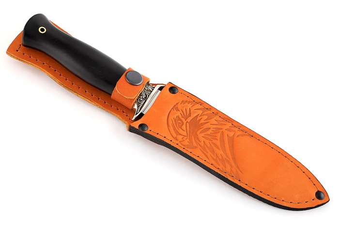 Нож Атака (S390, чёрный граб, гарда мельхиор)