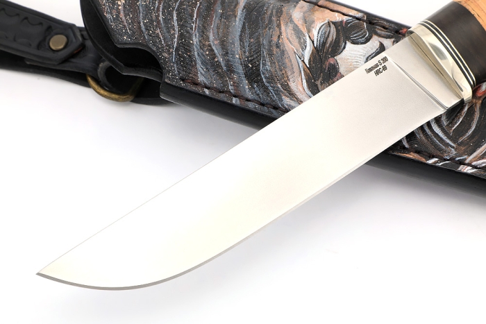 Нож Скорпион (порошковая сталь S390, береста) формованные ножны