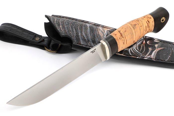Нож Скорпион (порошковая сталь S390, береста) формованные ножны