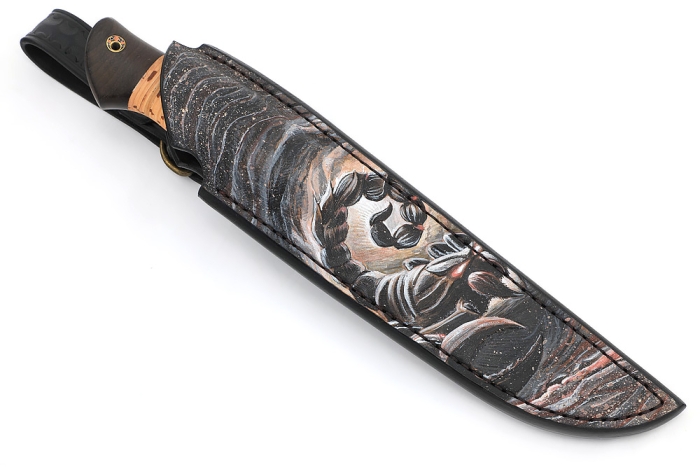 Нож Скорпион (порошковая сталь S390, береста) формованные ножны