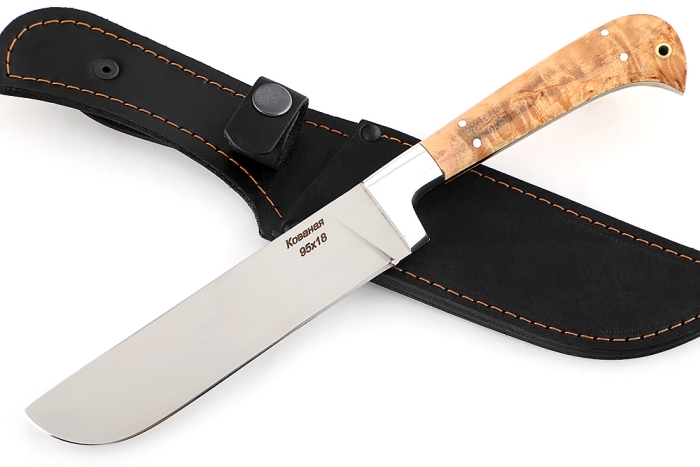 Нож Узбек (95х18, дюраль - карельская берёза) цельнометаллический