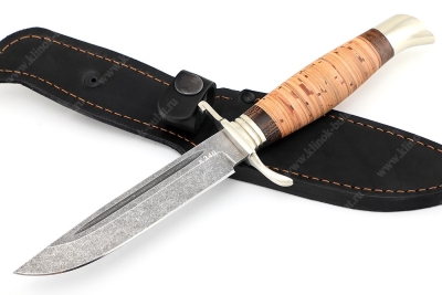 Финка НКВД (сталь К340, рукоять береста - мельхиор)