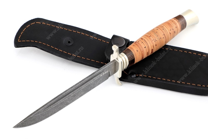 Финка НКВД (сталь К340, рукоять береста - мельхиор)