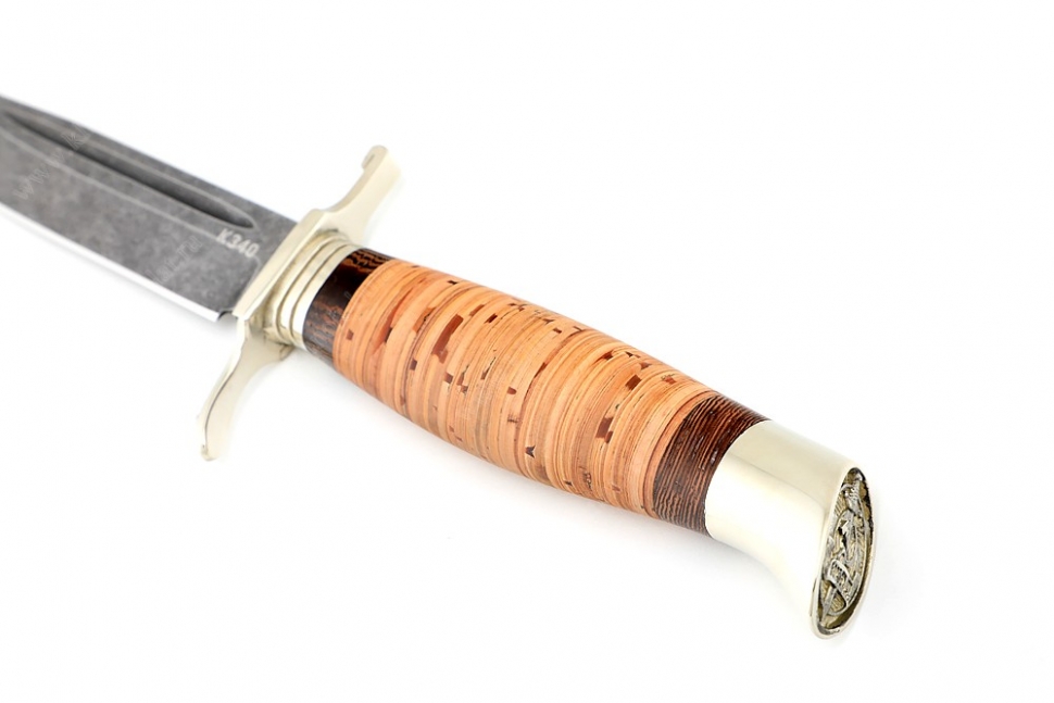 Финка НКВД (сталь К340, рукоять береста - мельхиор)