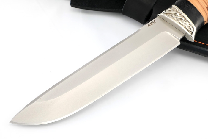 Нож Скат (порошковая сталь Elmax, береста, мельхиор)