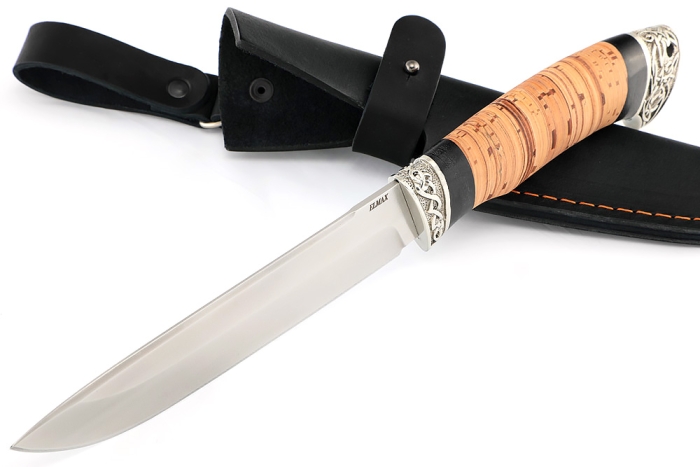 Нож Скат (порошковая сталь Elmax, береста, мельхиор)