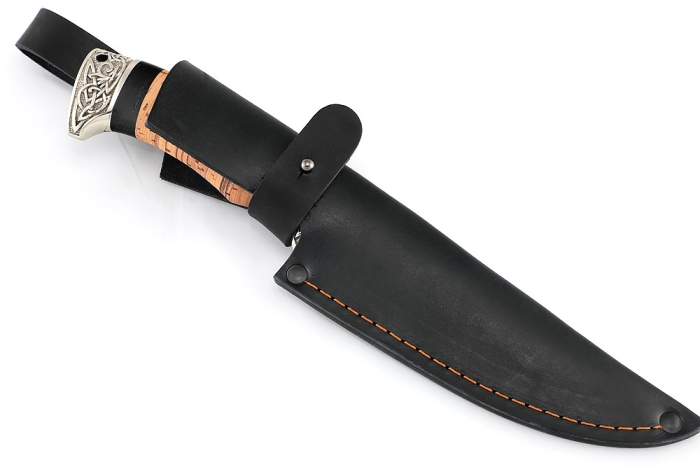 Нож Скат (порошковая сталь Elmax, береста, мельхиор)