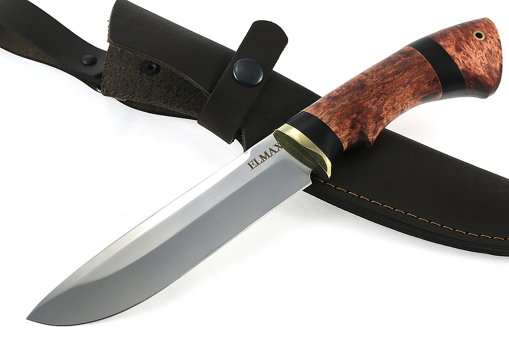 Нож Скат (порошковая сталь Elmax, карельская береза) - купить нож, фото, цена, доставка.