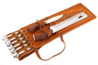 Шашлычница рыжая (простые шампура), ручная художественная роспись